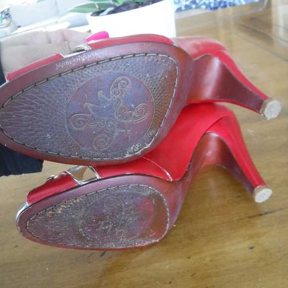 Modern Vintage Zorba Red Silver Heels Italy 36 6 - Picture 5 of 7